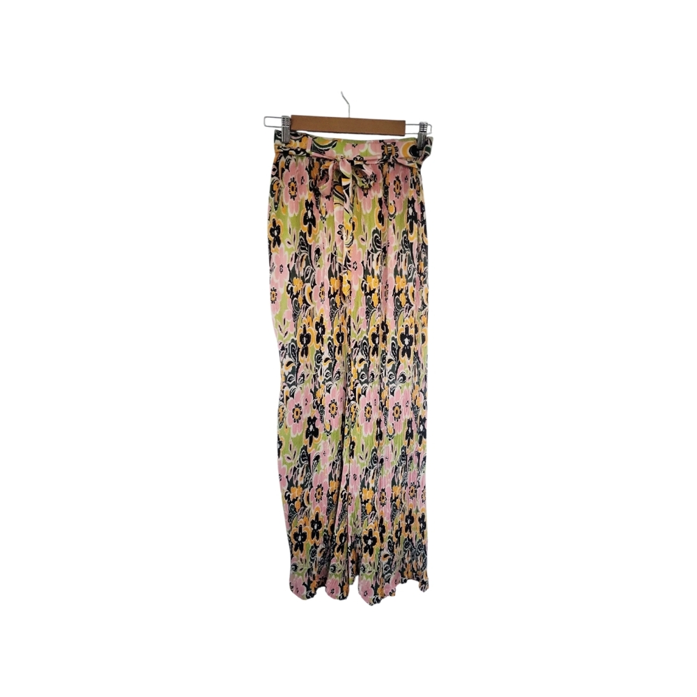 ASOS Topshop Tall 60s Floral Plisse Wide Leg Beach Pants Sz 0-2 Tall - Picture 9 of 11